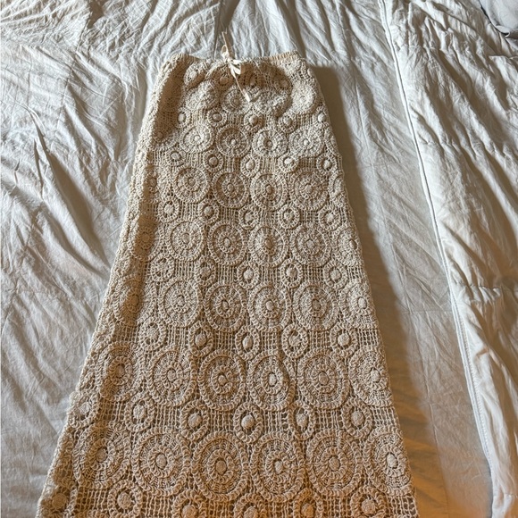 The Unbranded Brand Dresses & Skirts - Crochet Maxi Skirt - Cream Lace Pattern